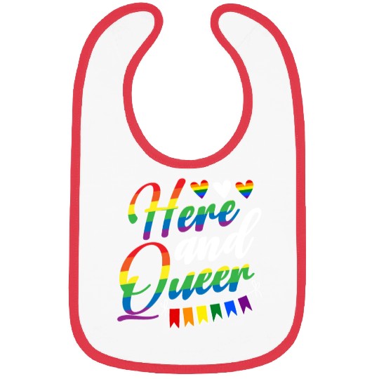 Here And Queer LGBTQ Community Rainbow Pride Month Bibs