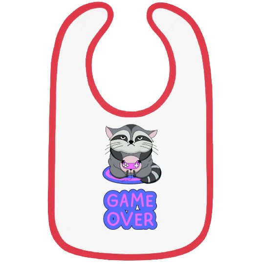 Game Over fat wicked raccoon playing on a console Bibs