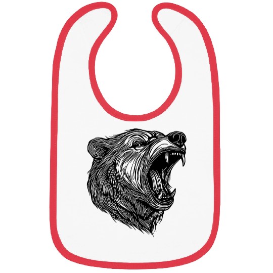 Wild Bear's Head With Sharp Teeth Bibs