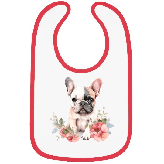 French Bull Dog Watercolor Floral French Bulldog Bibs