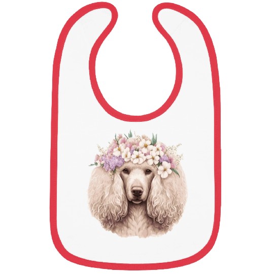 Cute Poodle Flower Crown Pet Dog Breed Floral Pupp Bibs