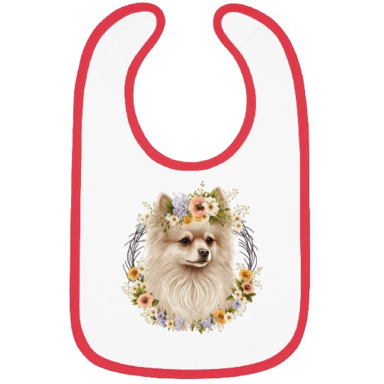 Cute Pomeranian Pom Flower Crown Pet Dog Breed Flo Bibs