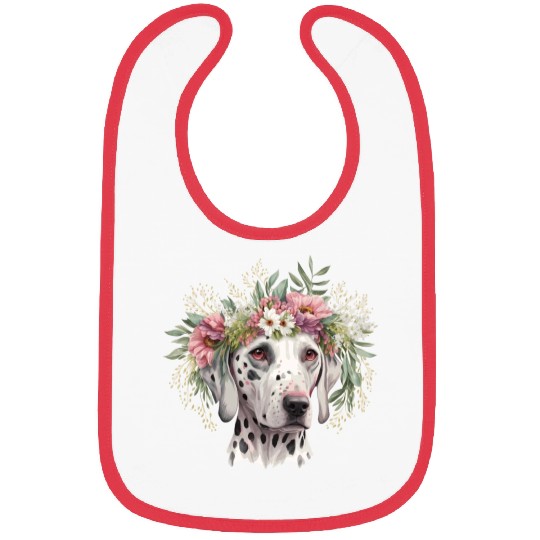 Cute Dalmatian Flower Crown Pet Dog Breed Puppy Bibs