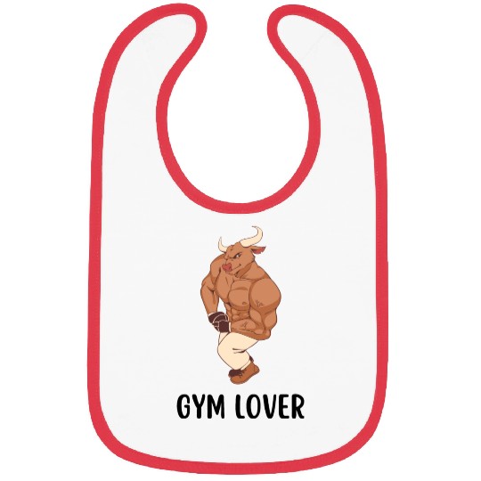 Brown Illustrated Bull Gym Lover Bibs