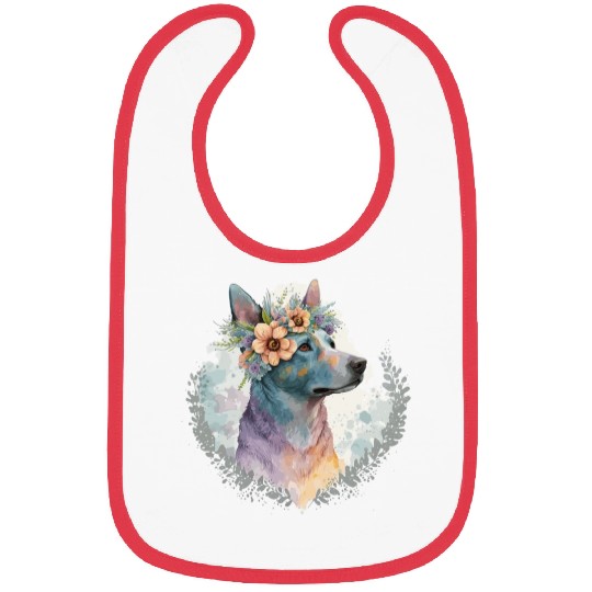 Cute Australian Cattle Dog Flower Crown Pet Dog Br Bibs