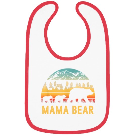 Mama Bear with 2 Cubs Retro Mountains Mother's day Bibs