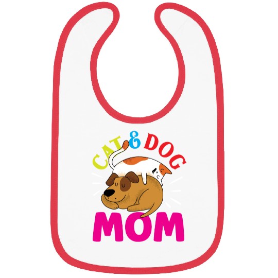 Cat And Dog Mom Girl Cats Dogs Lover Bibs