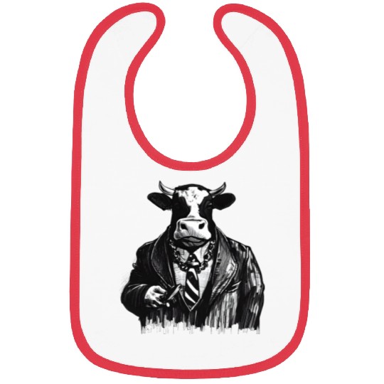 COW MOBSTER COW AS MOB BOSS COW A NOSTRA Bibs