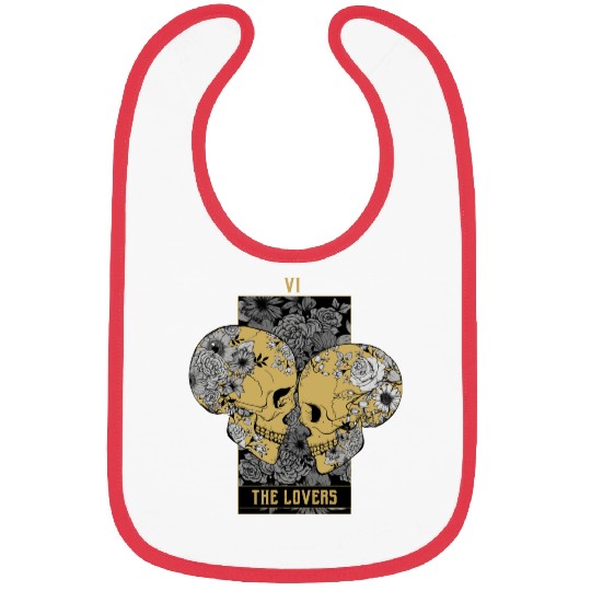 Gold Tarot Lovers Skull Card Bibs