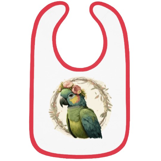 Watercolor Parrot Hahn's Macaw Bird Flower Crown P Bibs