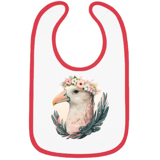 Cute Albatross Bird Flower Crown Floral Tropical B Bibs