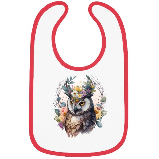 Cute Owl Bird Flower Crown Floral Birds Bibs