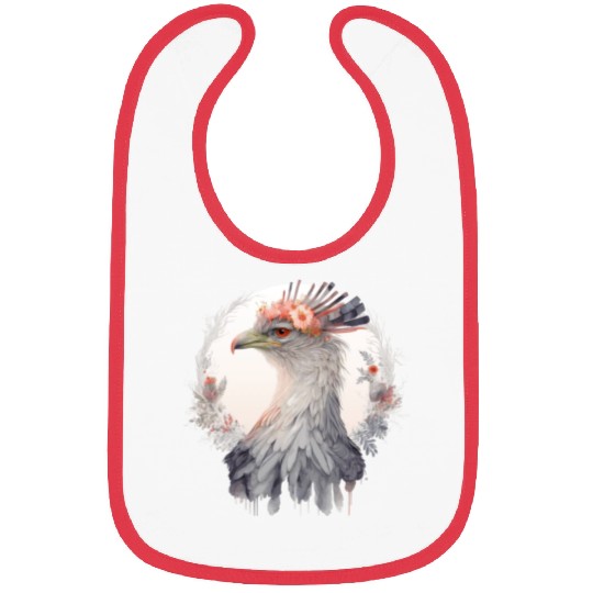 Cute Secretary Bird Flower Crown Floral Exotic Bir Bibs
