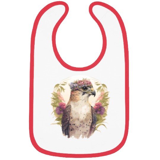 Watercolor Falcon Birds Of Prey Flower Crown Flora Bibs