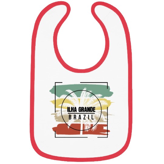 Ilha Grande Brazil Palm Tree Retro Artistic Bibs