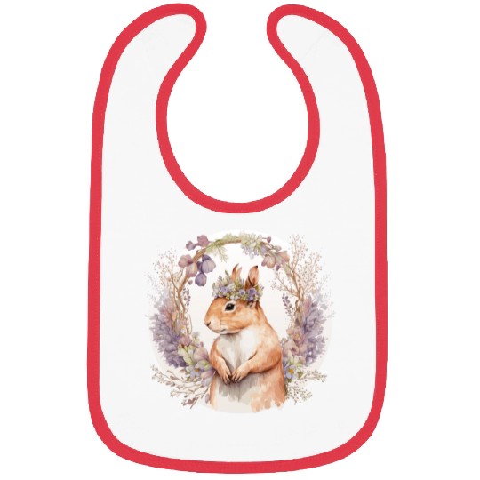 Cute Squirrel Flower Crown Boho Aesthetic Animal L Bibs