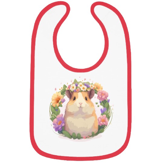 Cute Watercolor Hamster Flower Crown Floral Pet Ro Bibs