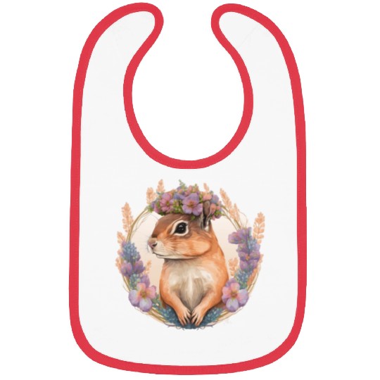 Watercolor Chipmunk Flower Crown Hawaiian Boho Aes Bibs