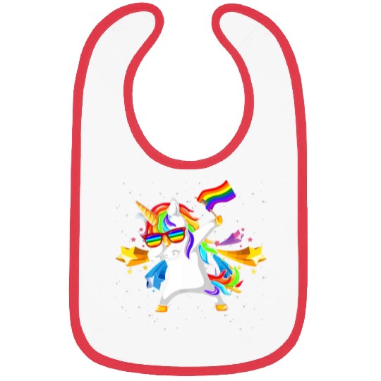 Dabbing Unicorn Gay Pride LGBT Bibs Lesbian