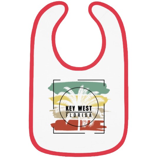 Key West Florida Palm Tree Retro Artistic Bibs