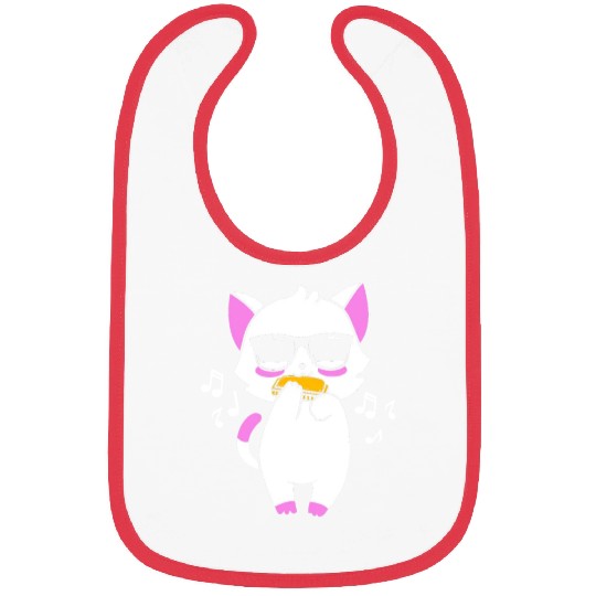 Cool Cat Playing Harmonica Cat Lovers Bibs