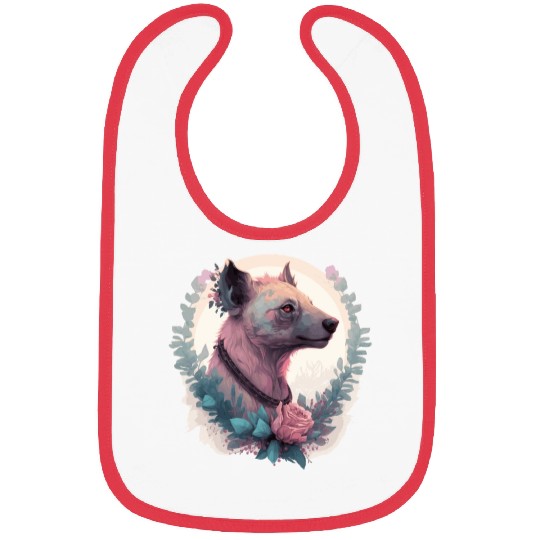Watercolor Hyena Flower Crown Africa Safari Animal Bibs
