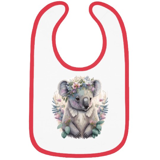 Watercolor Koala Bear Flower Crown Floral Animal L Bibs