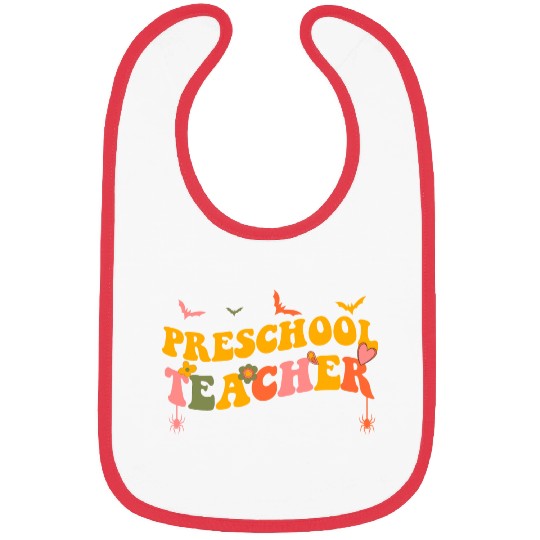 Funny Groovy Halloween Preschool Teacher Men Women Bibs