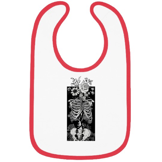 Gothic Flower And Bones Bibs
