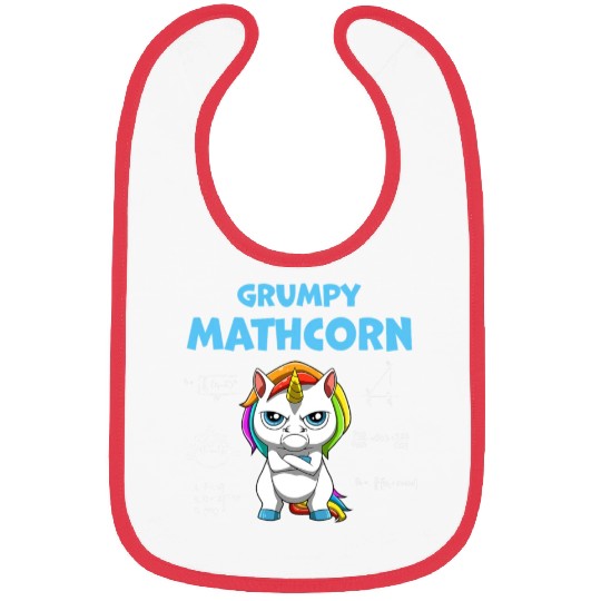 Funny Math Teacher Grumpy Unicorn Bibs