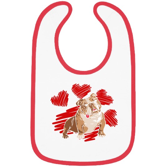 I Love My English Bulldog Dog Paw With Heart Bibs