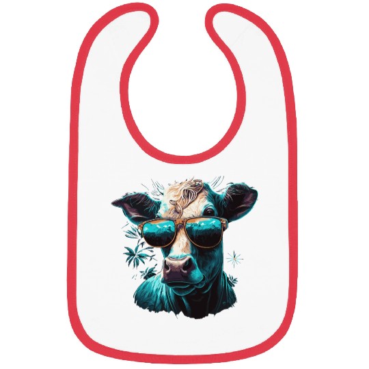 a cow with sunglasses Bibs