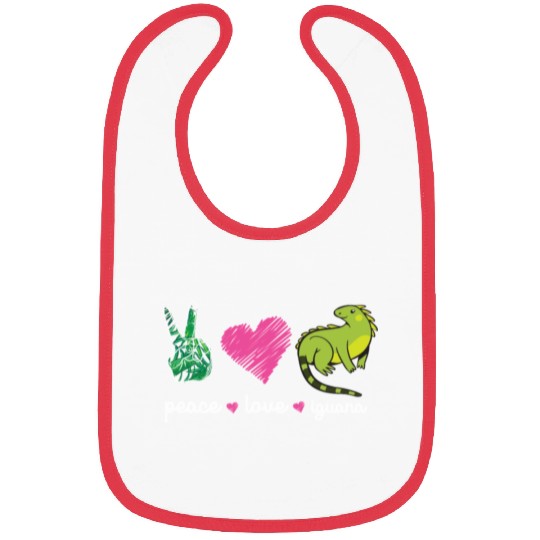 Peace Love Iguana Heart Bibs