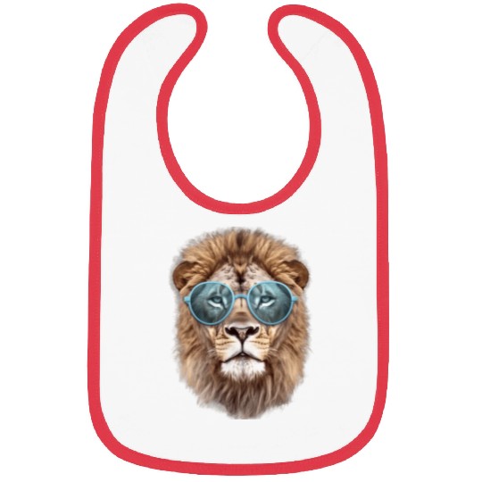 African Lion Wearing Blue Sunglasses Wildlife Bibs