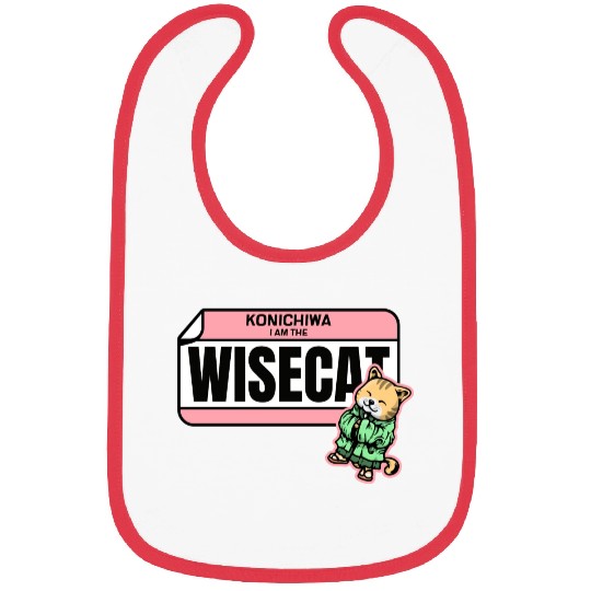 Konichiwa I m the Wise Cat Funny Japanese Name Tag Bibs