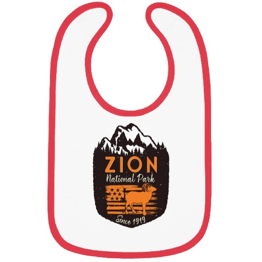 Zion National Park Us Flag Bighorn Sheep Mountains Bibs