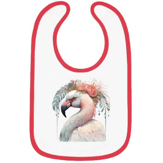 White Flamingo Exotic Bird Flower Crown Floral Tro Bibs