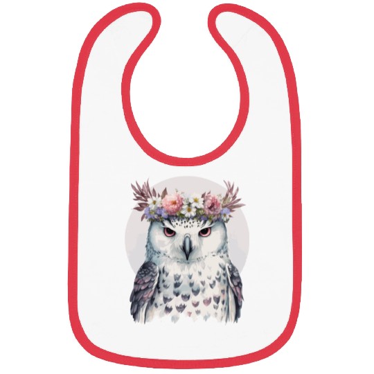 White Snow Owl Bird Flower Crown Floral Birds Bibs