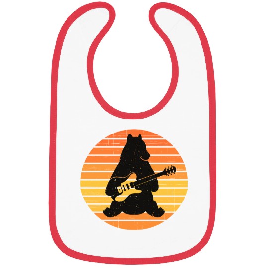 Retro Guitar Bear Guitar Player Bibs