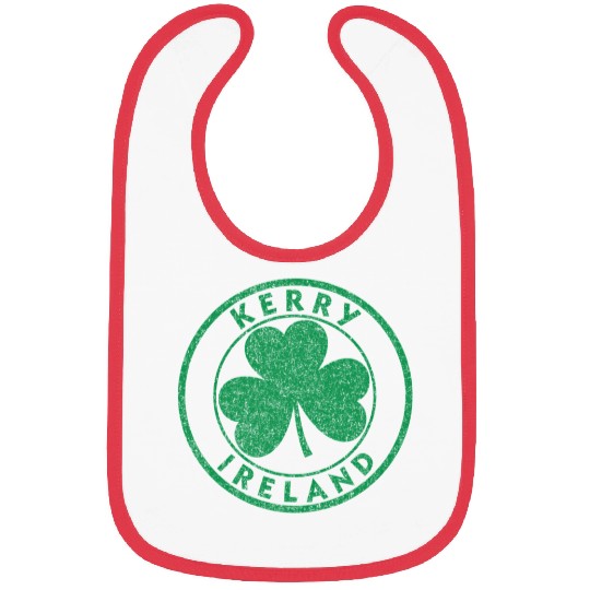 Kerry Ireland Shamrock Sign Distressed Green Print Bibs