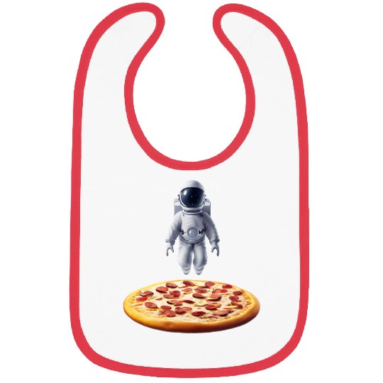 Hovering astronaut over pizza Bibs