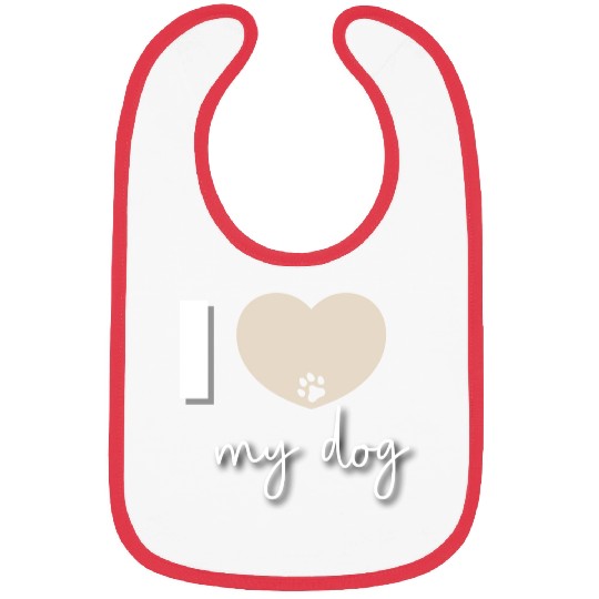 I Love My Dog Beige Heart Bibs
