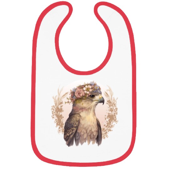 Watercolor Hawk Bird Of Prey Flower Crown Floral B Bibs