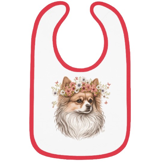 Cute Pomeranian Pom Flower Crown Pet Dog Breed Flo Bibs