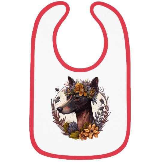 Cute Miniature Pinscher Flower Crown Pet Dog Breed Bibs