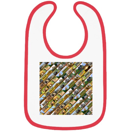 Wildlife Stripe Brown Collage Bibs