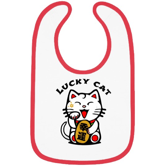 Lucky Cat Maneki-Neko Japanese Luck Feng Shui Bibs