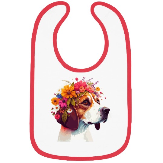 Cute Beagle Flower Crown Pet Dog Breed Floral Pupp Bibs