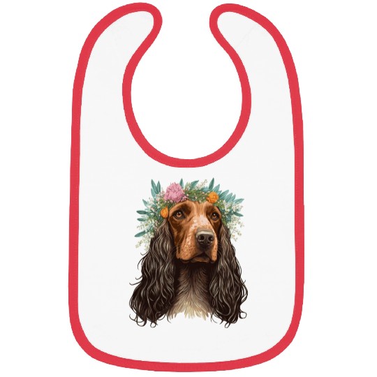 English Cocker Spaniel Flower Crown Dog Breed Flor Bibs