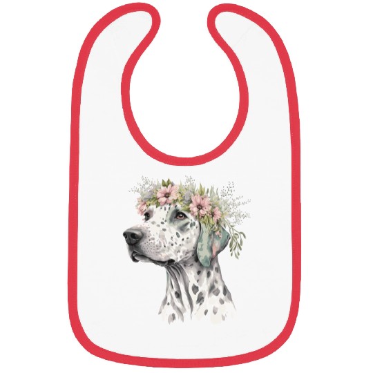 Cute Dalmatian Flower Crown Pet Dog Breed Floral P Bibs